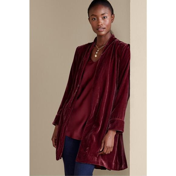 Soft Surroundings Women's Red Aria Velvet Long Sleeves Jacket Size XS - Picture 3 of 11